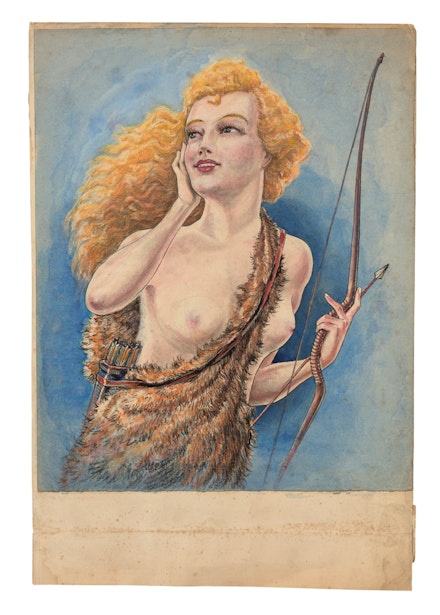 Grant Wallace, <em>Artemis</em>, ca. 1919 - 1925. Watercolor, gouache, and ink on paper, 19 1/4 x 13 inches. Courtesy Ricco/Maresca Gallery. 