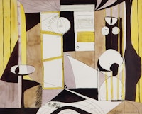 Robert Motherwell, <em>Kafka’s Big Room</em>, 1944. Watercolor on paper, sheet: 22 1/2 × 28 1/4 inches. Frame: 30 1/4 × 36 3/8 inches. Private Collection.