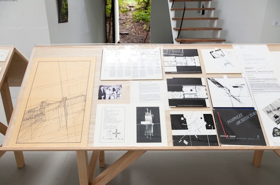 Installation view: <em>Pamphlet Architecture</em>, ‘T’ Space, Rhinebeck, NY, 2022. Courtesy ‘T’ Space.