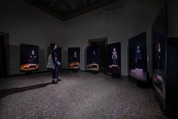 Gabrielle Goliath, <em>Elegy</em>, 2019. 7-Channel video and sound installation - Future Generation Art Prize, Palazzo Ca'Tron, Venice. Photo: Maksim Belousov.
