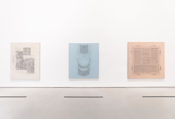 Installation view: <em>Graphite Paintings from The Tablada Suite (1992) and Poema Pedagógico (1996)</em>, Sperone Westwater, New York, 2023. Courtesy Sperone Westwater, New York.