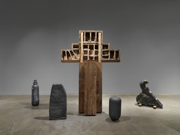 Installation view:<em> Theaster Gates: Young Lords and Their Traces</em>, New Museum, New York, 2022. Courtesy New Museum. Photo: Dario Lasagni.