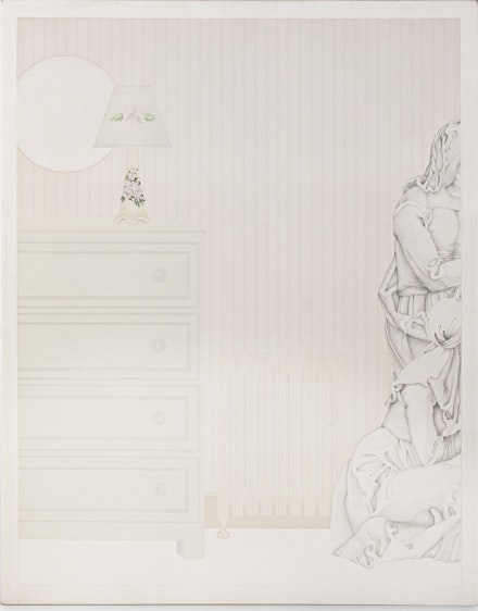 Michela Griffo, <em>Elegy For Judy</em>, 1976. Oil and Pencil on Canvas, 68 × 54 × 1 inches. Courtesy the artist and Pen + Brush.