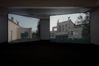 Susan Philipsz, <em>Study for Strings Sokol Terezín, </em>2023. Two HD film and sound installation, Duration: 14:35 minutes. Courtesy the artist and Tanya Bonakdar Gallery, New York / Los Angeles. Photo: Pierre Le Hors. 