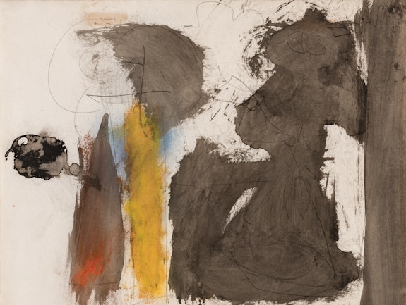 Robert Motherwell, <em>Untitled</em>, 1960. Ink, pastel, and graphite on paper, 15 ¾ x 20 ¼ in. Private collection. © 2023 Dedalus Foundation Inc. / Licensed by Artists Rights Society (ARS), NY.