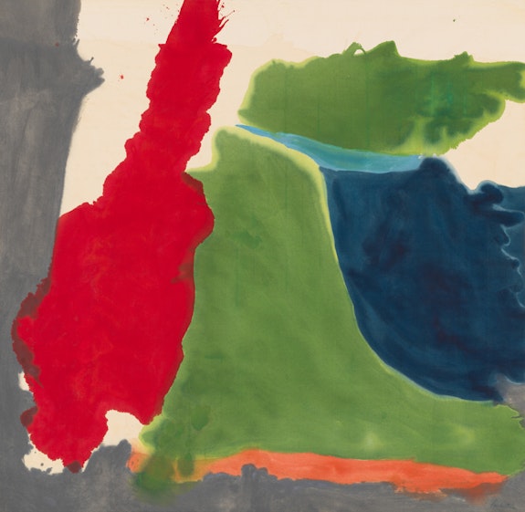 Helen Frankenthaler, <em>Rock Pond</em>, 1962-1963. Acrylic on canvas, 80 x 82 in. Cincinnati Art Museum. The Edwin and Virginia Irwin Memorial, 1969.11. © 2023 Helen Frankenthaler Foundation, Inc. / Artists Rights Society (ARS), New York. 