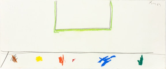 Robert Motherwell,<em> A la Pintura: To the Palette</em>, 1968. Colored pastel and graphite on white wove paper, 16 1/8 × 16 in. Art Institute of Chicago. U.L.A.E. Collection acquired through a challenge grant of Mr. and Mrs. Thomas Dittmer; purchased with funds provided by supporters of the Department of Prints and Drawings; Centennial Endowment; Margaret Fisher Endowment Fund. © 2023 Dedalus Foundation Inc. / Licensed by Artists Rights Society (ARS), NY.