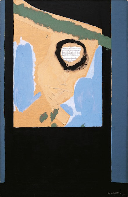 Robert Motherwell, <em>Tree of My Window</em>, 1969. Acrylic and pasted paper on Upson board, 44 x 28 ½ in. Private collection. © 2023 Dedalus Foundation Inc. / Licensed by Artists Rights Society (ARS), NY.