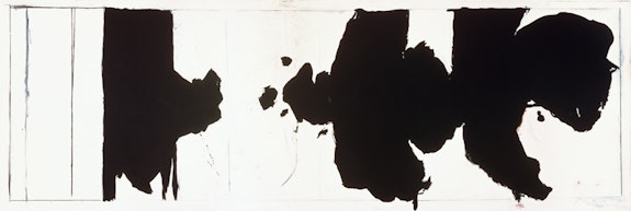 Robert Motherwell, <em>Reconciliation Elegy</em>, 1978. Acrylic, charcoal, and chalk on canvas, 120 x 364 in. National Gallery of Art, Washington D.C. © 2023 Dedalus Foundation Inc. / Licensed by Artists Rights Society (ARS), NY.
