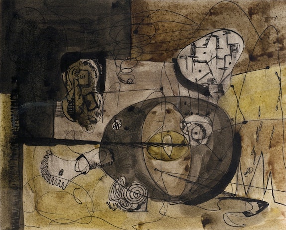 Robert Motherwell, <em>The Structure of Space</em>, 1941. Ink on paper, 8 x 10 in. Private collection. © 2023 Dedalus Foundation Inc. / Licensed by Artists Rights Society (ARS), NY.