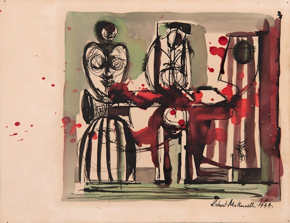 Robert Motherwell, <em>Untitled</em>, 1944. Ink on paper, 11 3/8 x 14 ½ in. Picker Art Gallery at Colgate University, Hamilton, N.Y., Gift of Luther W. Brady, DFA'88, The Luther W. Brady Collection of 20th-Century Works on Paper. © 2023 Dedalus Foundation Inc. / Licensed by Artists Rights Society (ARS), NY.
