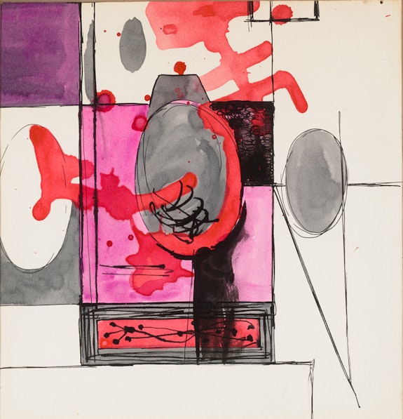 Robert Motherwell,  <em>The Redness of Red </em>, 1944. Ink on paper, 9 x 9 in. Private collection. © 2023 Dedalus Foundation Inc. / Licensed by Artists Rights Society (ARS), NY.