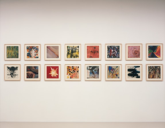 Christian Marclay, <em>Abstract Music</em>, 1988-1990. Records covers and paint. Private collection. Courtesy White Cube, London.