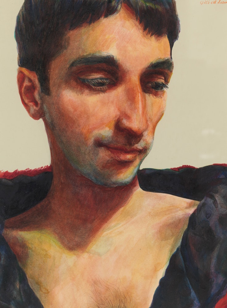 Gilbert Lewis, <em>Tony (In Red Faux Fur)</em>, 1994. Gouache on paper, 11 x 9 inches. Courtesy the artist and Kapp Kapp.