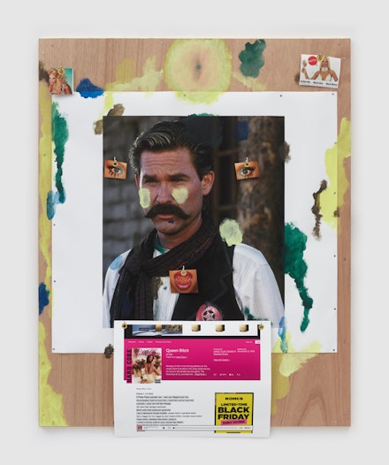 Ravi Jackson, <em>Outlaw Peaceful Kurt, </em>2022. Plywood, hooks, grommets, inkjet prints, acrylic, 60 x 48 1/4 inches. Courtesy the artist and David Lewis. Photo: Phoebe d’Heurle.