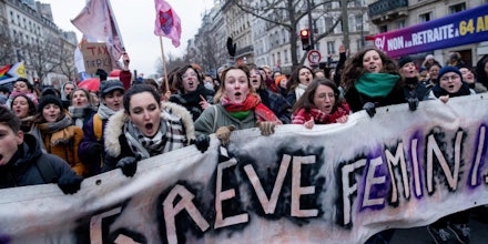 Demonstration, Paris, January 1, 2023. Photo: Charles Reeve.
