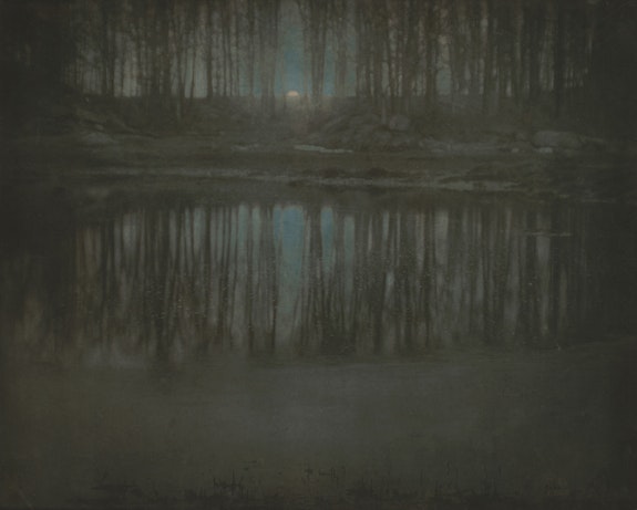 Edward Steichen, <em>Moonrise - Mamaroneck, New York</em>, 1904. Platinum, cyanotype, and ferroprussiate print, 15 1/4 x 19 inches. The Museum of Modern Art, New York.© 2023 The Estate of Edward Steichen / Artists Rights Society (ARS), New York. Digital Image © The Museum of Modern Art/Licensed by SCALA / Art Resource, NY.