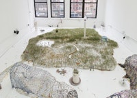 Installation view of <em>Mimi Park: Dawning: dust, seeds, Coplees</em> at Lubov, New York, 2022.