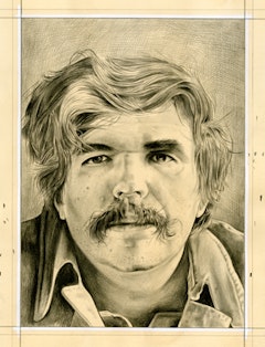 Portrait of Stan Brakhage (inspired by Friedl Kubelka's photo of the artist). Pencil on paper by Phong Bui.