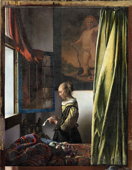 Johannes Vermeer, <em>Girl Reading a Letter at an Open Window</em>, 1657-58, oil on canvas. Gemäldegalerie Alte Meister, Dresden.