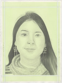 Portrait of Chime Lama. Pencil on paper by Phong H. Bui.