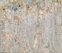 Larry Poons, <em>Log Train</em>, 1985. Acrylic on canvas, 78 x 90 inches. Adam Reich Photography. Courtesy of Yares Art. Artworks by Larry Poons copyright 2023 Larry Poons. Licensed by VAGA at Artists Rights Society (ARS), New York.