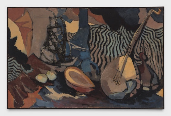 C. C. Wang, <em>Still Life</em>, 1956. Casein on canvas, 26 x 40 inches. Private Collection, New York. © the Estate of C.C. Wang. Photo: Stan Narten.