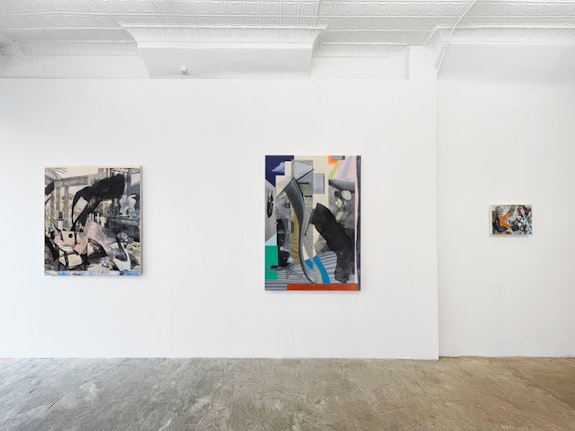 Installation view of <em>Mary Jones: Les Problémes du Confort</em> at High Noon Gallery, 2023.
