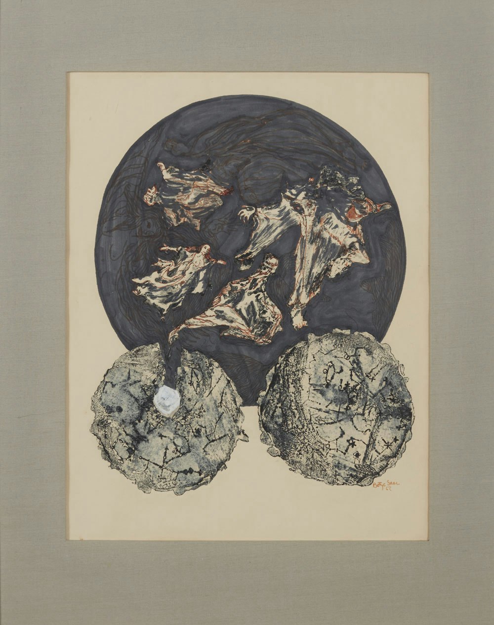 Betye Saar, <em>Taurus</em>, 1967. Intaglio print, ink, and watercolor on paper, 13 1/2 x 21 1/2 inches. Courtesy the artist and Ortuzar Projects, New York. Photo: Timothy Doyon.