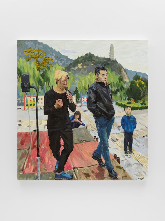 Liu Xiaodong, <em>The Kids in the Back</em>, 2022. Oil on canvas. 59 x 55 1/8 in. © Liu Xiaodong. Courtesy Lisson Gallery.