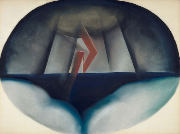 Georgia O’Keeffe,<em> Lightning at Sea</em>, 1922. Pastel on paper, 19 × 25 1/4 inches. Museum of Fine Arts, Boston. Gift of the William H. Lane Foundation. © 2023 Georgia O’Keeffe Museum / Artists Rights Society (ARS), New York.