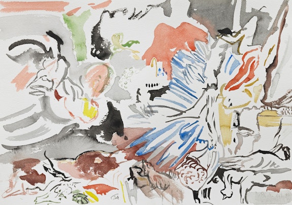 Cecily Brown, <em>Untitled (after Franz Snyders)</em>, 2021. Watercolor and gouache on paper 14 1/4 × 20 inches. © Cecily Brown. Courtesy The Metropolitan Museum of Art.