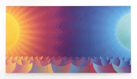 Amy Lincoln, <em>Sun and Moon Spectrum</em>, 2022. Acrylic on panel, triptych; 72 x 135 x 2 inches overall. Courtesy the artist and Sperone Westwater.