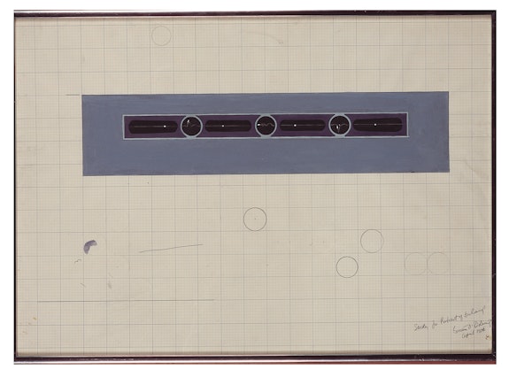 Brian O'Doherty, <em>Study for Portrait of Marcel Duchamp, 3 leads</em>, 1966. Gouache on cardboard, 36 x 28 inches.