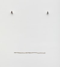 Ernst Caramelle, Untitled, 2023. Nails, putty, and watercolor on paper, dimensions variable. Courtesy Peter Freeman, Inc., New York.