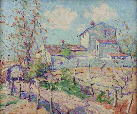 Arthur Dove,<em> Landscape</em>, 1908-09. Oil on canvas, 18 1/4 x 21 1/2 inches. Private Collection. Courtesy Alexandre Gallery.