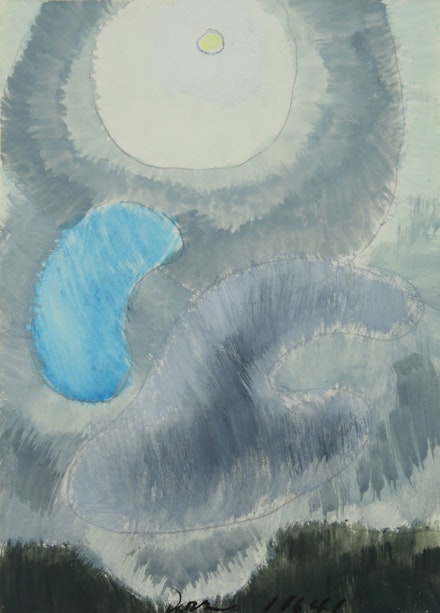 Arthur Dove,<em> Partly Cloudy</em>, 1941. Watercolor and pencil on paper, 5 1/2 x 4 inches. Private Collection. Courtesy Alexandre Gallery.