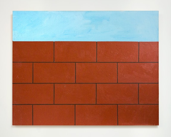 Peter Halley, ​​<em>Red Wall</em>, 1980. Acrylic on canvas, 27 1/2 x 35 inches. Courtesy the artist, Craig Starr, and Karma.