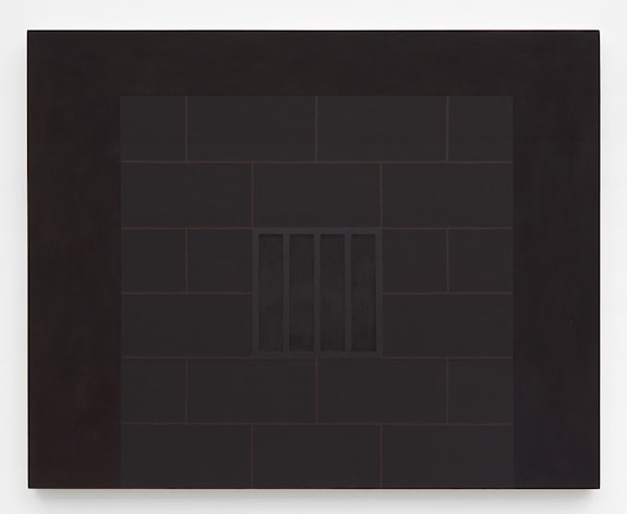 Peter Halley, <em>The Prison of History</em>, 1981. Acrylic on canvas, 63 x 77 inches. Courtesy the artist, Craig Starr, and Karma.