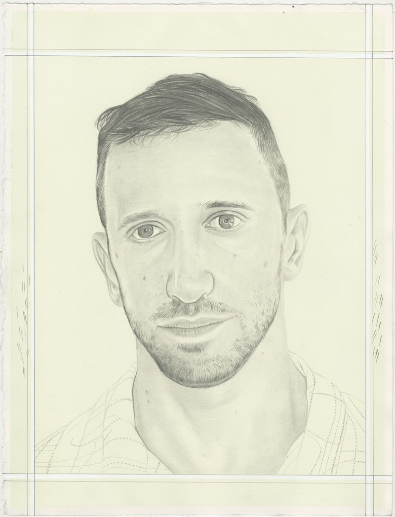 Portrait of Lawrence Abu Hamdan. Pencil on paper by Phong H. Bui.