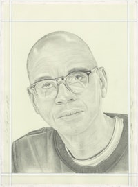 Portrait of Mark Bradford. Pencil on paper by Phong H. Bui.