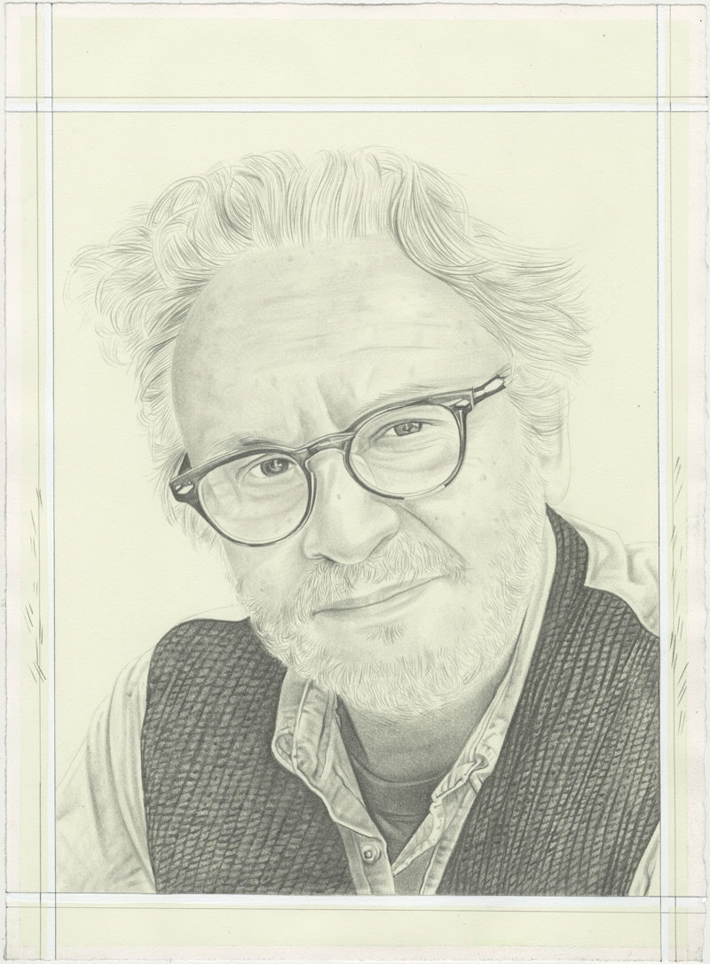 Portrait of Gabriel Orozco. Pencil on paper by Phong H. Bui.