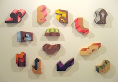 Small wooden wall sculptures by Rachel Beach (all 2008)