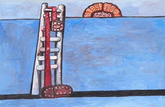 Philip Guston, <em>The Ladder</em>, 1978. Oil on canvas, 70 x 108 inches. National Gallery of Art, Washington, Gift of Edward R. Broida. © The Estate of Philip Guston.