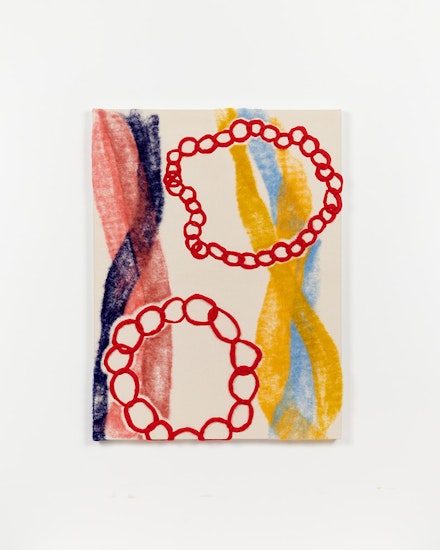 Courtney Childress, <em>Untitled (2 Chains), </em>2023<em>. </em>Wool on canvas, 40 x 30 in. Courtesy the artist and Deanna Evans Projects.