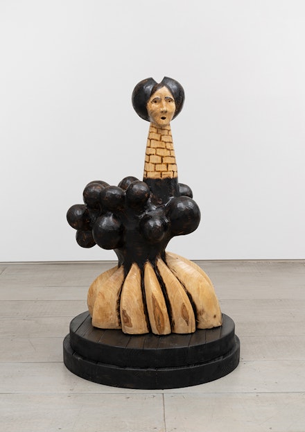 Emmanuel Louisnord Desir, <em>A Stiff Necked People</em>, 2023. Wood, 52 × 22 × 27 inches. Courtesy the artist and 47 Canal, New York. Photo: Joerg Lohse.