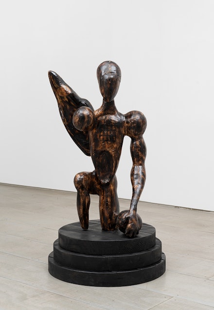 Emmanuel Louisnord Desir, <em>Transformation of the Meek Hearted</em>, 2022. Wood, nails and 3-D aqua resin print, 40 × 30 × 15 inches. Courtesy the artist and 47 Canal, New York. Photo: Joerg Lohse.