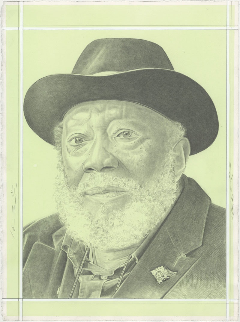 Portrait of Frank Bowling. Pencil on paper by Phong H. Bui.