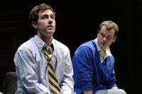 Tim Rock and Stephen Louis Grush in the Steppenwolf Theatre production of <i>Good Boys and True</i> by Roberto Aguirre-Sacasa, directed by Pam MacKinnon. Photo by Michael Brosilow. 