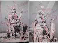Wendy Red Star, <em>1880 Crow Peace Delegation: Peelatchiwaaxpáash / Medicine Crow (Raven)</em>, 2014. Artist-manipulated digitally reproduced photograph by C.M. (Charles Milton) Bell, National Anthropological Archives, Smithsonian Institution, 24 x 16 9/20 inches each. Courtesy the artist and Sargent’s Daughters.